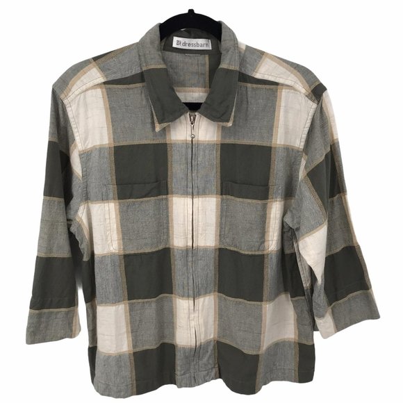 Dressbarn Green Plaid Zipper Front Jacket M/L - Picture 1 of 8